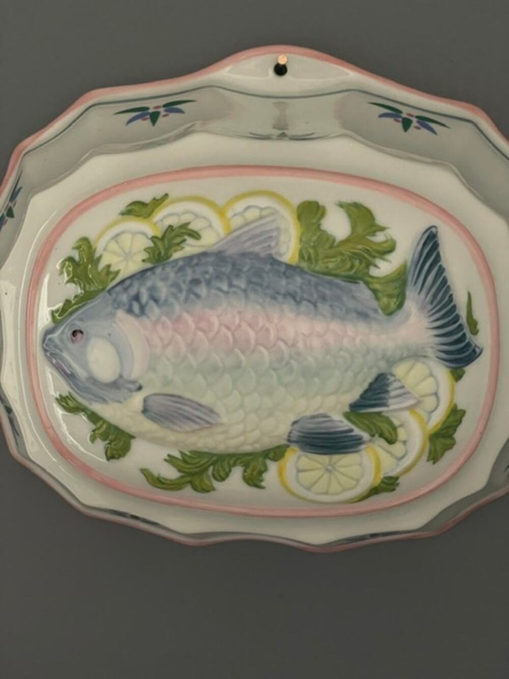 Vintage Le Cordon Bleu Franklin Mint Fish Wall Plaque 1986 Ceramic Kitchen Decor